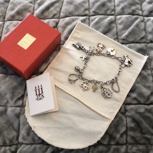 Authentic James Avery charm bracelet w/10 sterling charms and one 14k gold cross